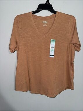 Terra & Sky Women's V-Neck Short Sleeve Top - Rootbeer Float 0X (14w)